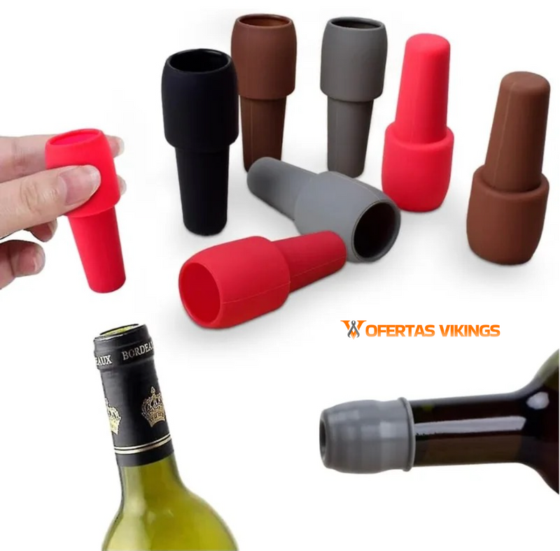 Rolha de Garrafa de Silicone Reutilizável EcoSip • Conservação Prática e Sofisticada para Vinhos e Espumantes  (4 unidades)